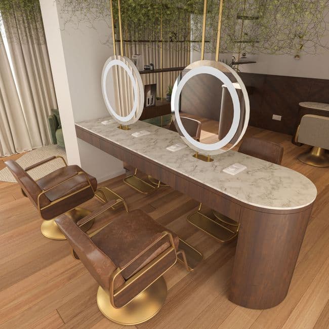 Elegant salon interior with contemporary design in London, UK.