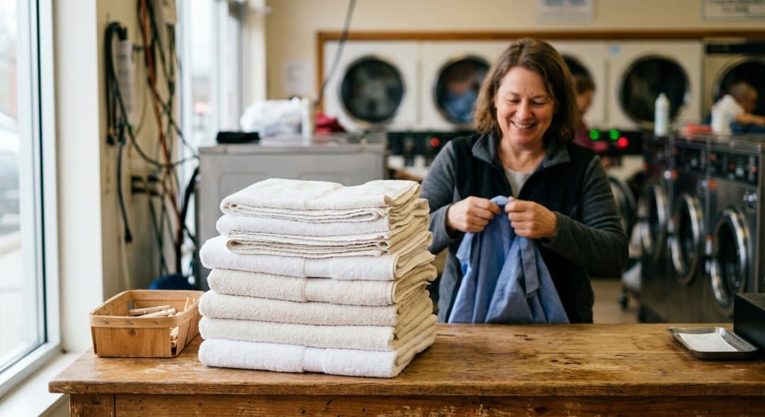 Reel: Same-day service wash in by 9, folded by 5