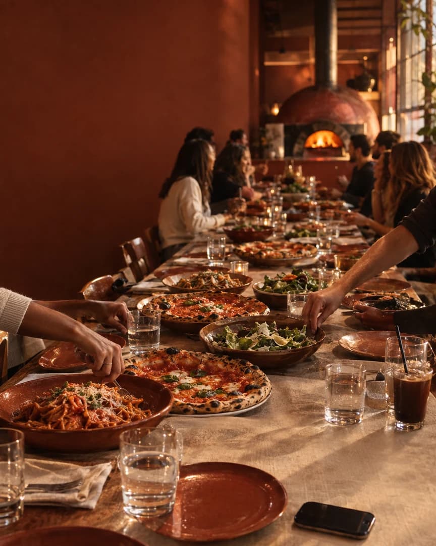 Illustrative example for Luna Rossa: A table of 20 with an open menu is a logistics problem. A table of 20 with a set