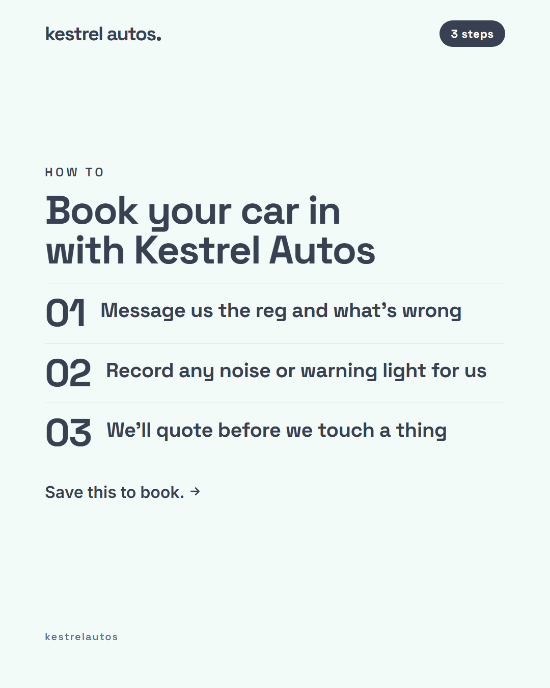 Generated example post: Car sorted? A quick review helps the next driver find a garage they can trust. Leave a review